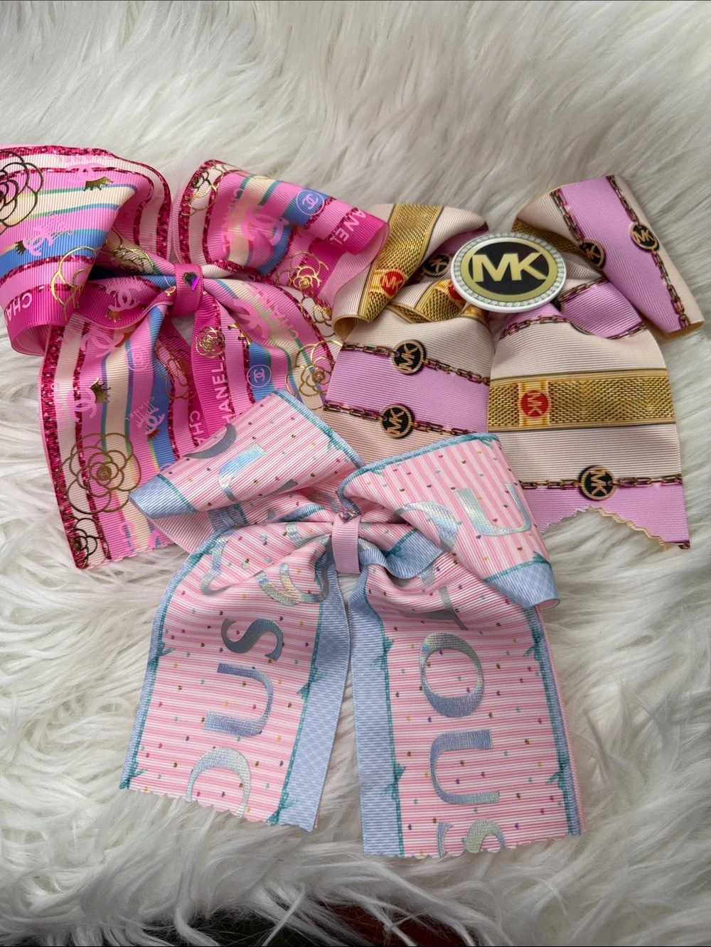 Michael Kors Pink and Gold Logo Bow Hair Clip - Kids Accessories bundle